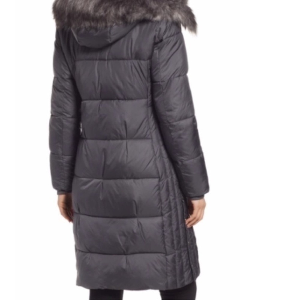 Via Spiga Grey Winter Coat with Faux Fur Trim Removable Hood | Size Medium - Picture 2 of 16